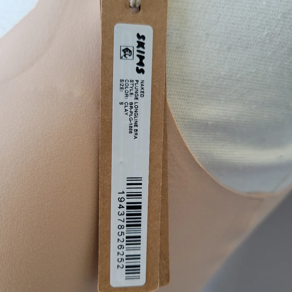 NEW SKIMS Naked Plunge Longline Bra Clay S - Picture 8 of 11